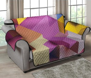 Pastel Geometric Cubic Print Loveseat Protector