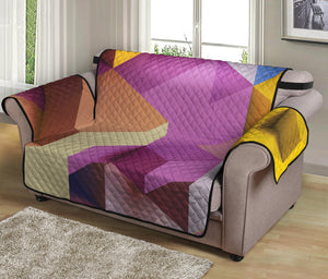 Pastel Geometric Cubic Print Loveseat Protector