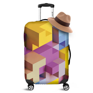 Pastel Geometric Cubic Print Luggage Cover