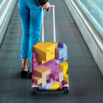 Pastel Geometric Cubic Print Luggage Cover