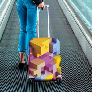 Pastel Geometric Cubic Print Luggage Cover