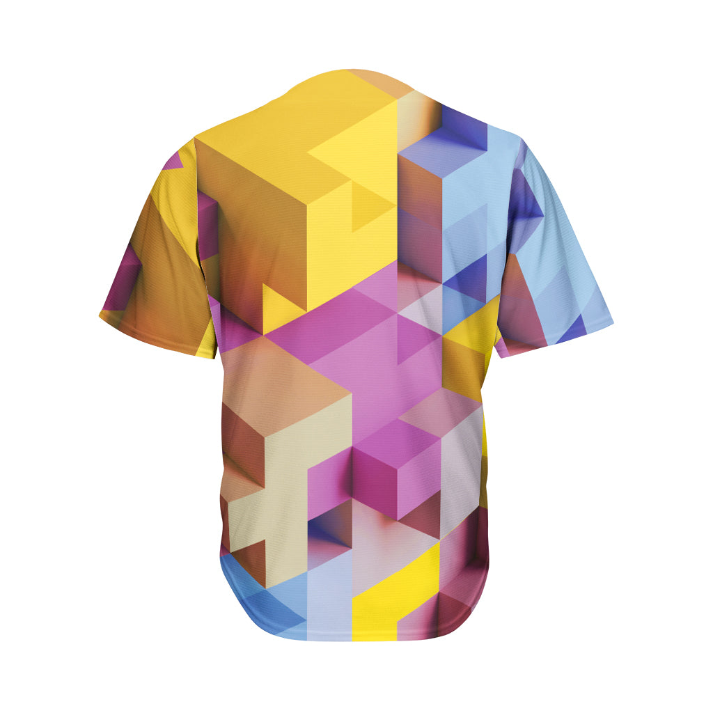 Pastel Geometric Cubic Print Men's Baseball Jersey