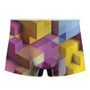 Pastel Geometric Cubic Print Men's Boxer Briefs