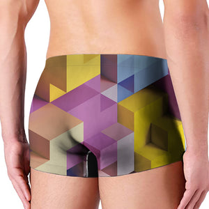 Pastel Geometric Cubic Print Men's Boxer Briefs