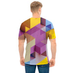 Pastel Geometric Cubic Print Men's T-Shirt