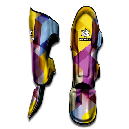 Pastel Geometric Cubic Print Muay Thai Shin Guard