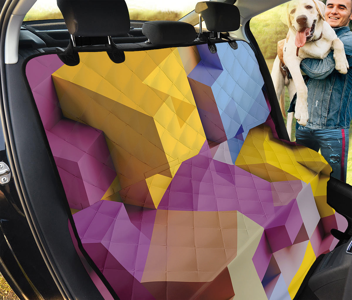 Pastel Geometric Cubic Print Pet Car Back Seat Cover