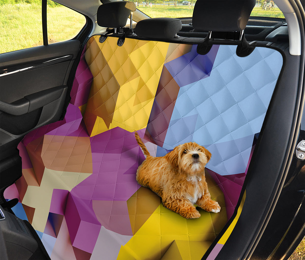 Pastel Geometric Cubic Print Pet Car Back Seat Cover