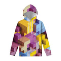 Pastel Geometric Cubic Print Pullover Hoodie