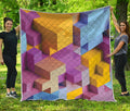 Pastel Geometric Cubic Print Quilt