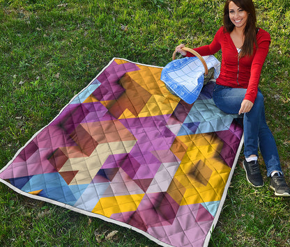 Pastel Geometric Cubic Print Quilt