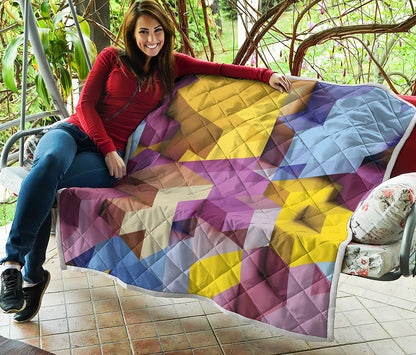 Pastel Geometric Cubic Print Quilt