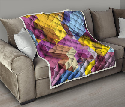 Pastel Geometric Cubic Print Quilt
