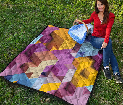 Pastel Geometric Cubic Print Quilt