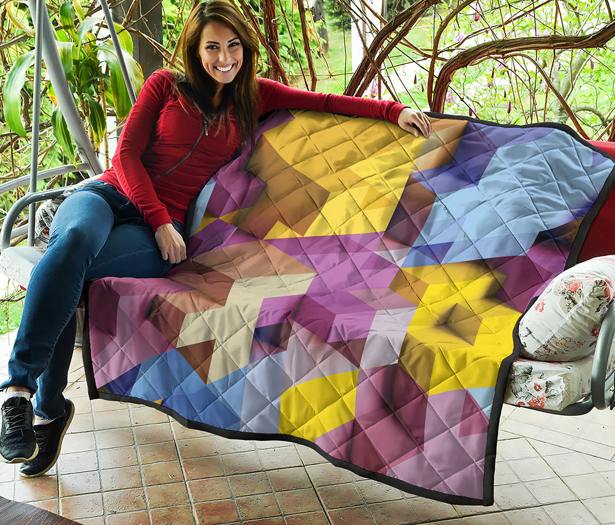 Pastel Geometric Cubic Print Quilt