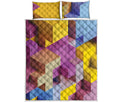 Pastel Geometric Cubic Print Quilt Bed Set