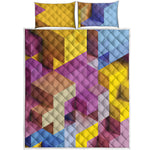 Pastel Geometric Cubic Print Quilt Bed Set
