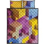 Pastel Geometric Cubic Print Quilt Bed Set