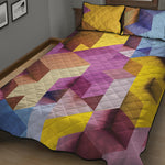 Pastel Geometric Cubic Print Quilt Bed Set