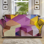 Pastel Geometric Cubic Print Sofa Protector