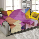 Pastel Geometric Cubic Print Sofa Protector