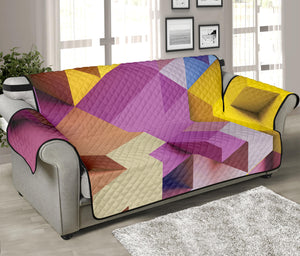 Pastel Geometric Cubic Print Sofa Protector