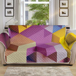 Pastel Geometric Cubic Print Sofa Protector