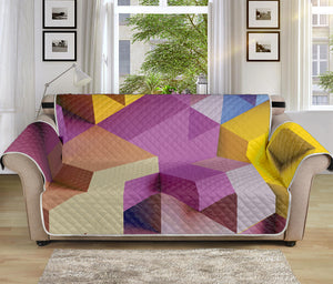 Pastel Geometric Cubic Print Sofa Protector