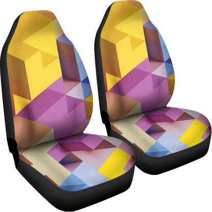 Pastel Geometric Cubic Print Universal Fit Car Seat Covers