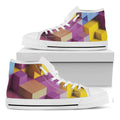 Pastel Geometric Cubic Print White High Top Sneakers