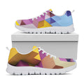 Pastel Geometric Cubic Print White Running Shoes