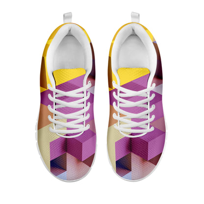 Pastel Geometric Cubic Print White Sneakers