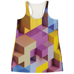 Pastel Geometric Cubic Print Women's Racerback Tank Top