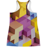 Pastel Geometric Cubic Print Women's Racerback Tank Top
