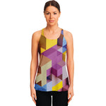 Pastel Geometric Cubic Print Women's Racerback Tank Top