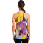 Pastel Geometric Cubic Print Women's Racerback Tank Top