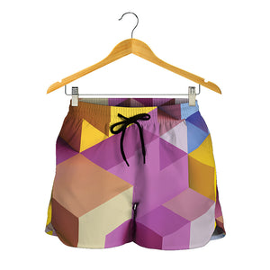 Pastel Geometric Cubic Print Women's Shorts