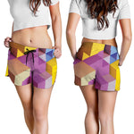 Pastel Geometric Cubic Print Women's Shorts