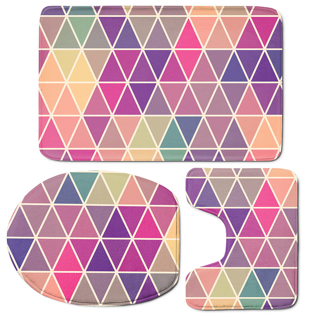 Pastel Geometric Shape Pattern Print 3 Piece Bath Mat Set