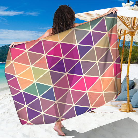 Pastel Geometric Shape Pattern Print Beach Sarong Wrap