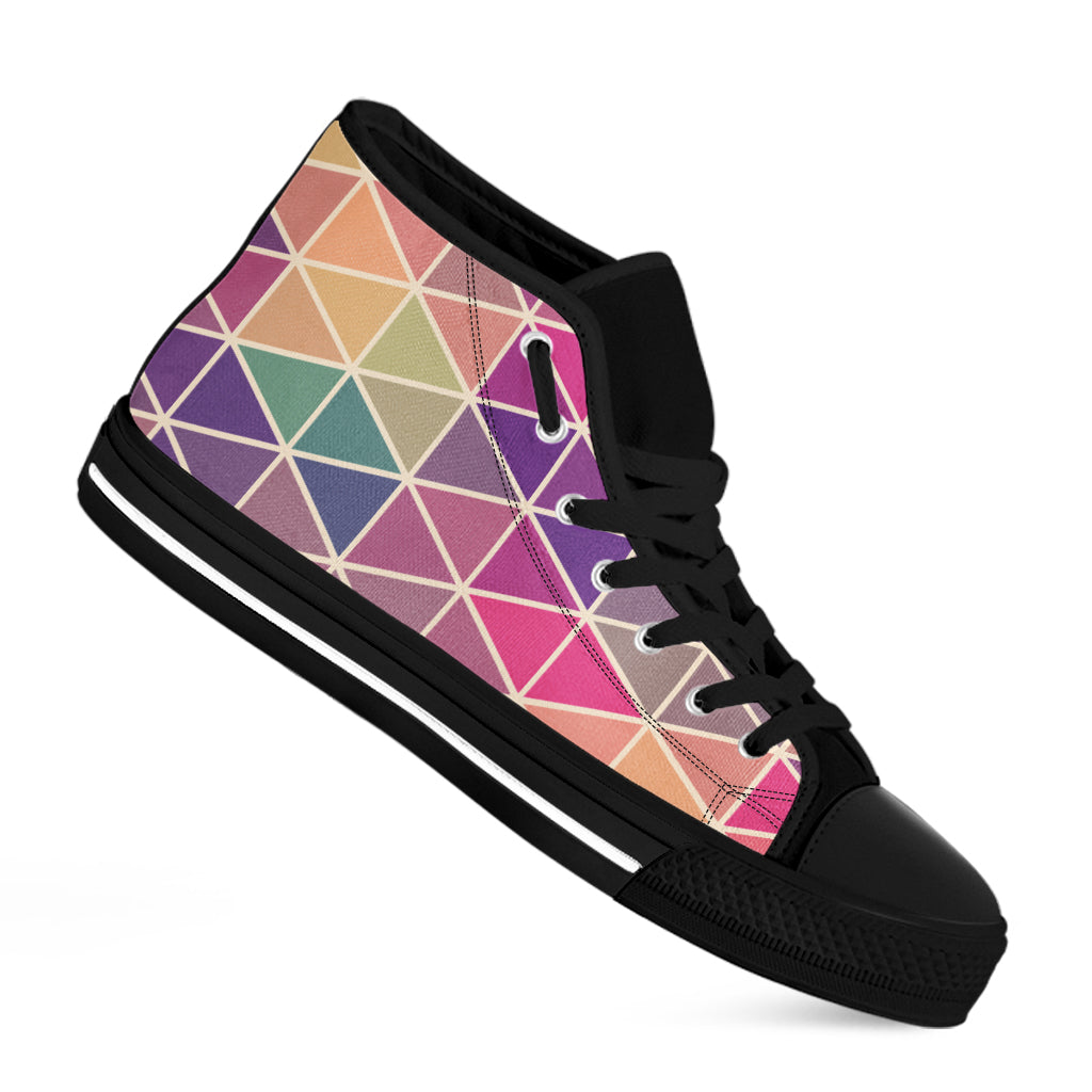 Pastel Geometric Shape Pattern Print Black High Top Shoes