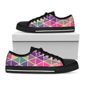 Pastel Geometric Shape Pattern Print Black Low Top Sneakers