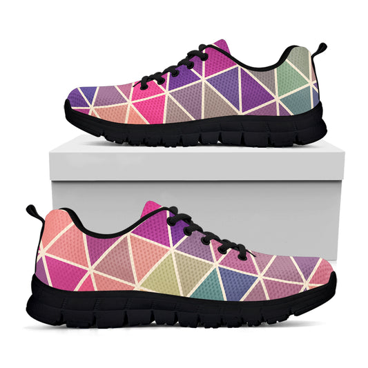Pastel Geometric Shape Pattern Print Black Sneakers
