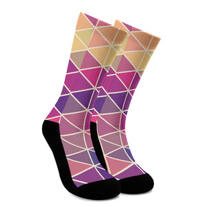 Pastel Geometric Shape Pattern Print Crew Socks