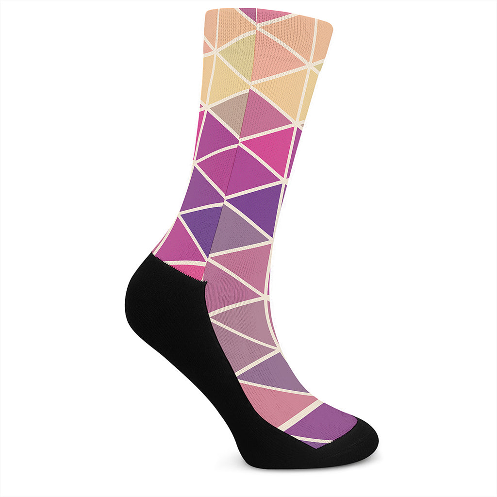 Pastel Geometric Shape Pattern Print Crew Socks