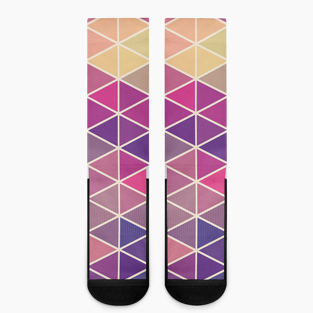 Pastel Geometric Shape Pattern Print Crew Socks