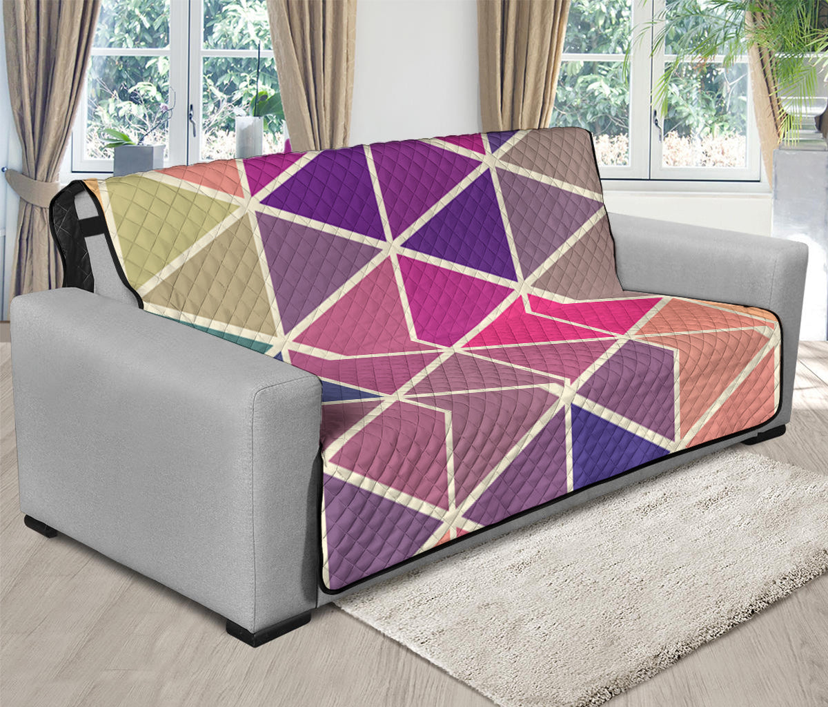 Pastel Geometric Shape Pattern Print Futon Protector