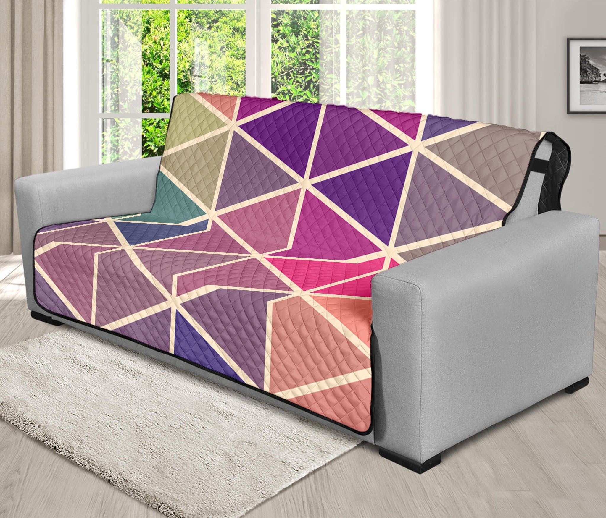 Pastel Geometric Shape Pattern Print Futon Protector