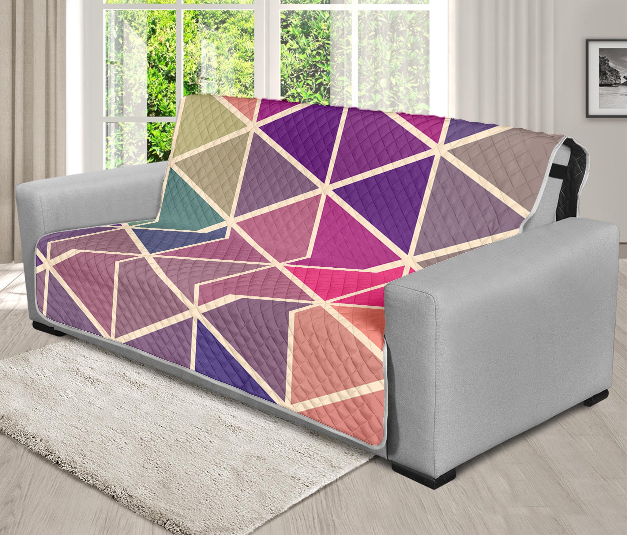 Pastel Geometric Shape Pattern Print Futon Protector