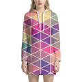 Pastel Geometric Shape Pattern Print Pullover Hoodie Dress